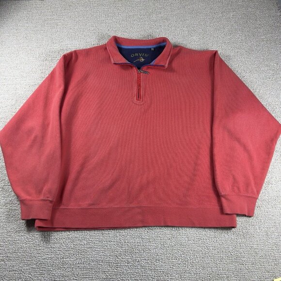 Orvis 1/4 Zip Pullover Sweatshirt Pink Men’s Size XXL - Picture 1 of 7